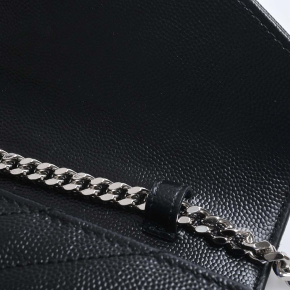 Saint Laurent Leather Chain Shoulder Wallet Long Wallet Black - Picture 7 of 8